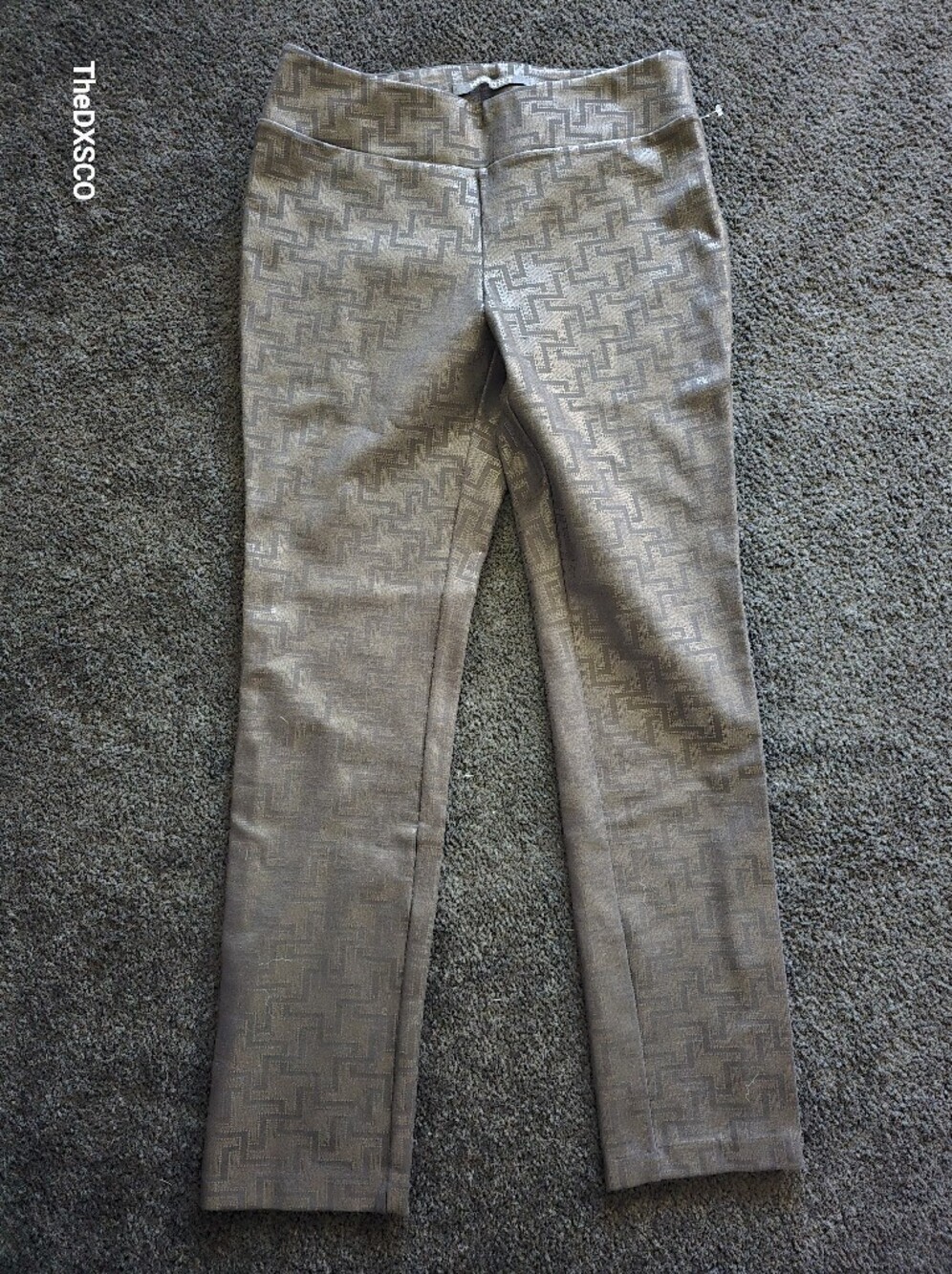 Insight Women's Taupe Metallic Patterned Chinos